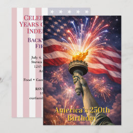 4. Juli Liberty Torch Feuerwerk USA 250. Einladung