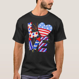4. Juli Liebe Patriotische Feuerwerke Freiheit Ind T-Shirt