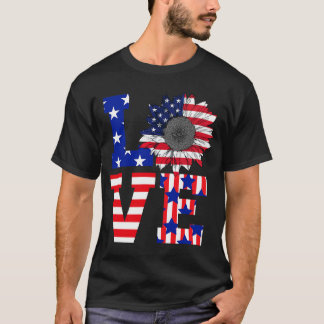 4. Juli Liebe Sonnenblume Patriotische amerikanisc T-Shirt