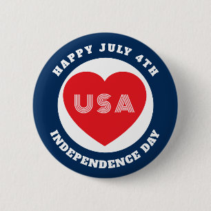 4. Juli Liebe USA Patriotisches Rot Weiß Blau Button