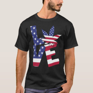 4. Juli Liebe Weed Patriotic American Flag T-Shirt