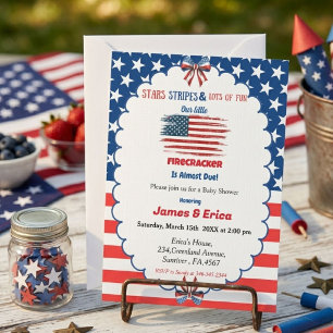 4. Juli Little Firecracker Baby Shower Einladung