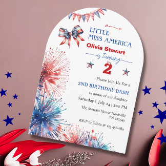 4. Juli Little miss America 2. Geburtstag Einladung
