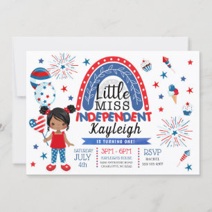 4. Juli Little Miss Independent Geburtstag Einladung