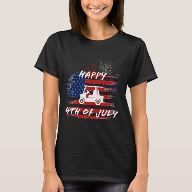 4. Juli Looping Parade Golf Cart Ameri T-Shirt (Vorderseite)