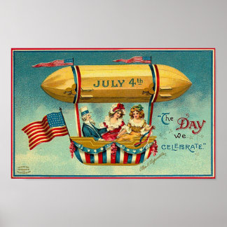 4. Juli - Luftschiff - Vintag Art Poster