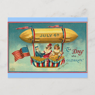 4. Juli - Luftschiff - Vintage Kunst Postkarte