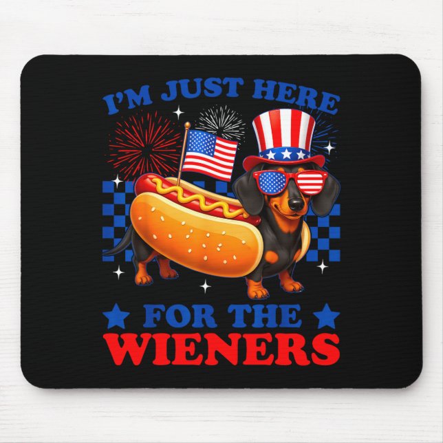 4. Juli lustig hier für die Würstchen Dachshund Mousepad (Vorne)