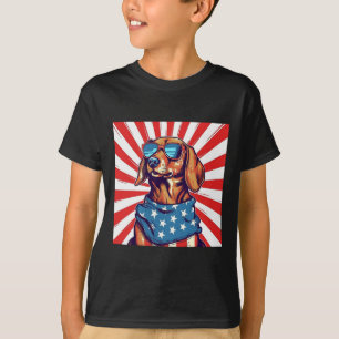 4. Juli Lustiger Dachsund Weiner Dog Weenie USA A T-Shirt