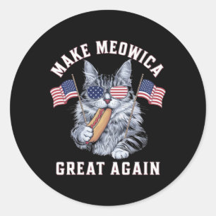 4. Juli machen Meowica wieder groß Funny Patriot Runder Aufkleber