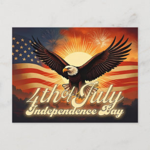 4. Juli – Majestätischer Adler und Feuerwerk-Tribu Feiertagspostkarte
