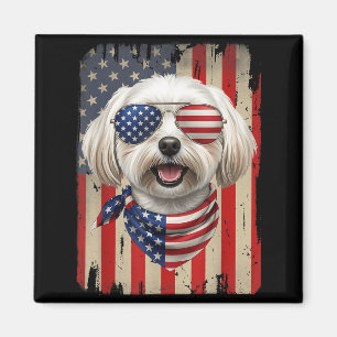 4. Juli Malteser Hund Amerikanische Flagge USA Magnet