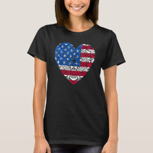 4. Juli Mandala American Heart Flag Art T-Shirt