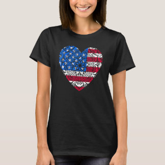 4. Juli Mandala American Heart Flag Art T-Shirt