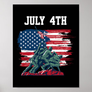 4. Juli Männer US-amerikanische Flaggen Jungs unab Poster