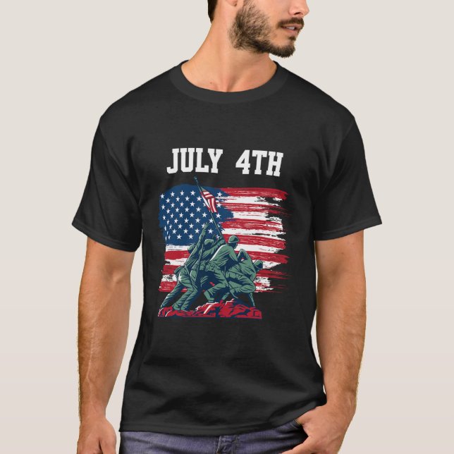 4. Juli Männer US-amerikanische Flaggen Jungs unab T-Shirt (Vorderseite)