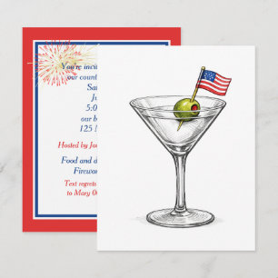 4. Juli Martini mit amerikanischer Flagge Einladung