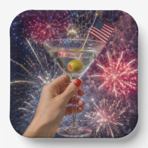 4. Juli Martini Toast Pappteller
