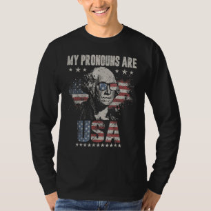 4. Juli Meine Pronomen Sind USA-Flagge Für Männer  T-Shirt