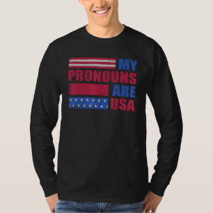 4. Juli Meine Pronomen Sind USA-Flagge George Wash T-Shirt
