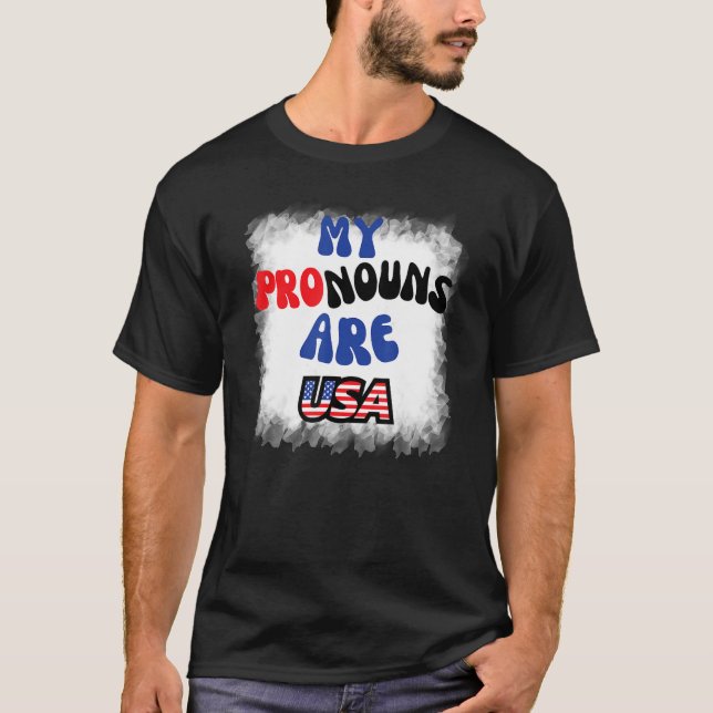 4. Juli meine Pronos sind USA Flag für Männer Frau T-Shirt (Vorderseite)
