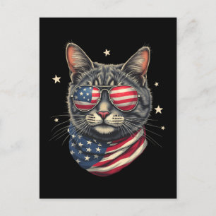 4. Juli Meowica American Flag Cat Feiertagspostkarte