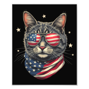 4. Juli Meowica Amerikanische Flagge Katze Fotodruck