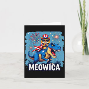 4. Juli Meowica Katze Reitet Dinosaurier USA Karte
