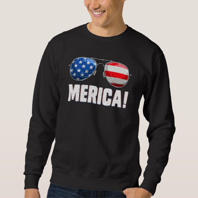 4. Juli Merica American Flag Sonnenbrillen Boys G Sweatshirt (Vorderseite)