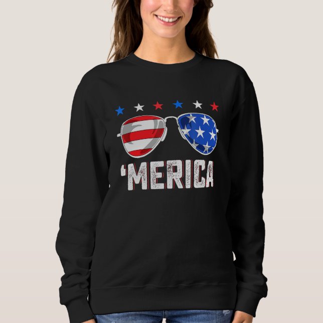 4. Juli Merica American Flag Sonnenbrillen Boys G Sweatshirt (Vorderseite)