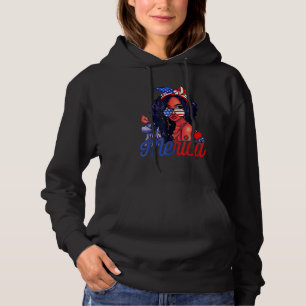 4. Juli Merica Black Women US-Flagge Afro Indepe Hoodie