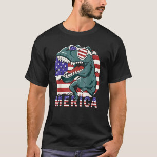 4. Juli Merica Dinosaur Trex Sunglass American Fl T-Shirt