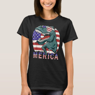 4. Juli Merica Dinosaur Trex Sunglass American Fl T-Shirt