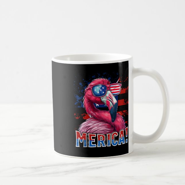 4. Juli Merica Flamingo American Flag Kinder Männe Kaffeetasse (Rechts)