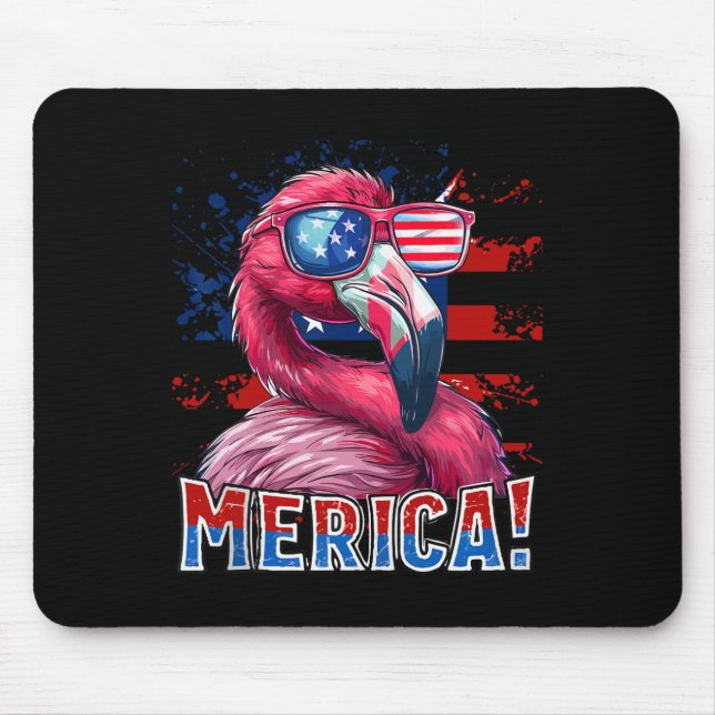 4. Juli Merica Flamingo American Flag Kinder Männe Mousepad (Vorne)