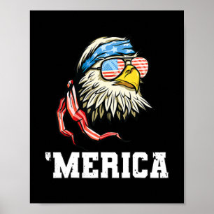4. Juli Merica USA Flag Bald Eagle Patriotic Poster