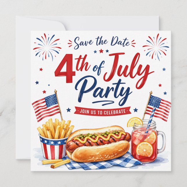 4. Juli - Merken Sie sich den Termin - Unabhängigk Save The Date (Vorderseite)