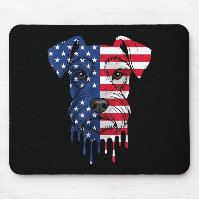 4. Juli Miniature Schnauzer Hund AAAmerican Mousepad (Vorne)
