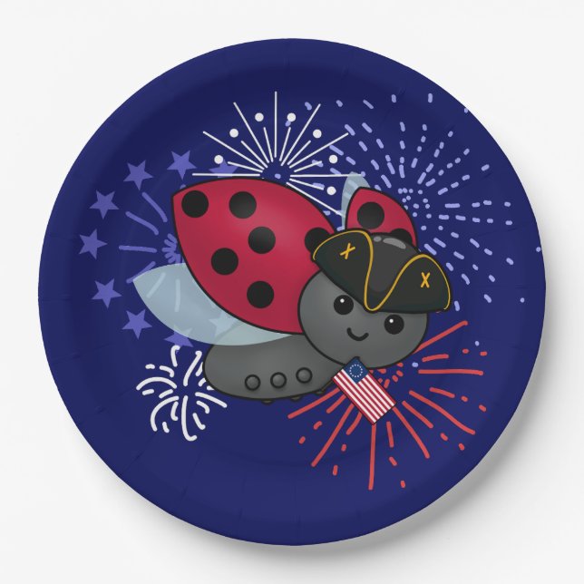 4. Juli Minuteman Ladybug Pappteller (Vorderseite)
