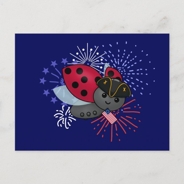 4. Juli Minuteman Ladybug Postkarte (Vorderseite)