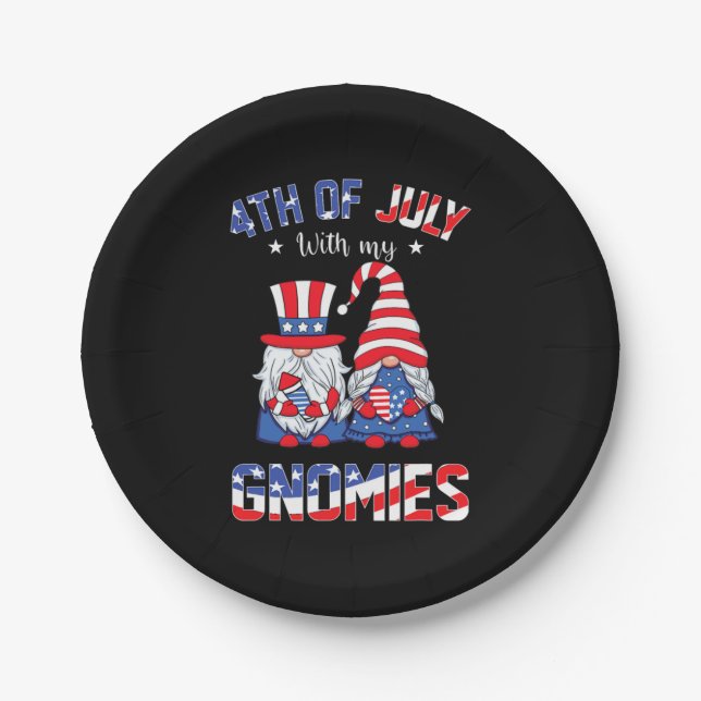 4. Juli mit meinen Gnomen Patriotic Gnome Pappteller (Vorderseite)