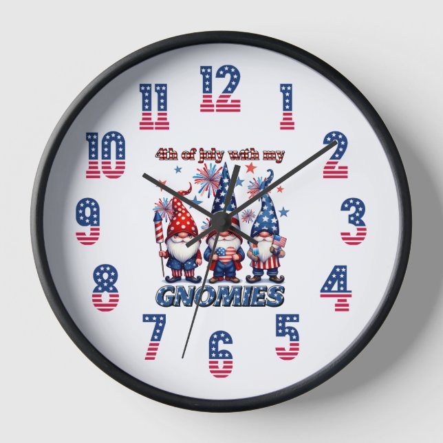 4. Juli mit meinen Gnomen Uhr (Vorderseite)