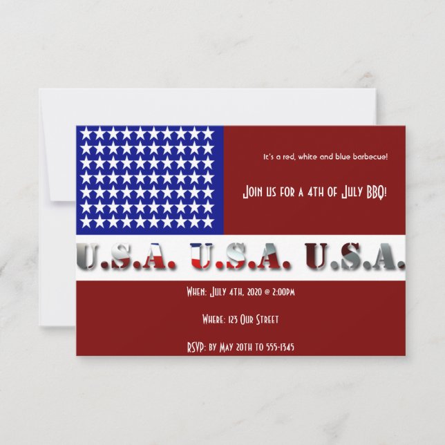 4. Juli Modern USA Flag Graphic Einladung (Vorderseite)