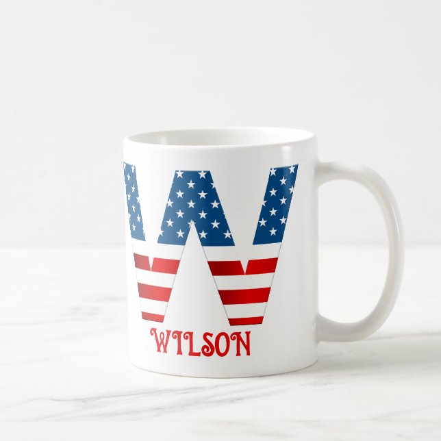 4. Juli Monogramm Personalisierte Kaffee-Tasse Kaffeetasse (Rechts)