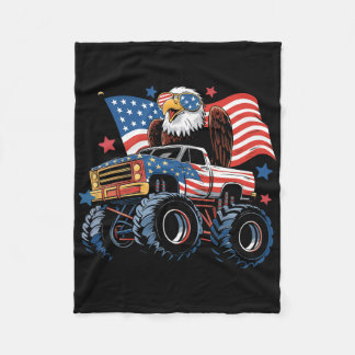4. Juli Monster Truck Bald Eagle American Flag Fleecedecke