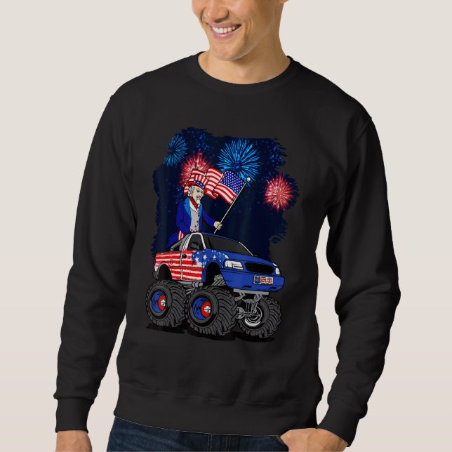 4. Juli Monster Truck Uncle Sam Red White Usa Fla Sweatshirt (Vorderseite)