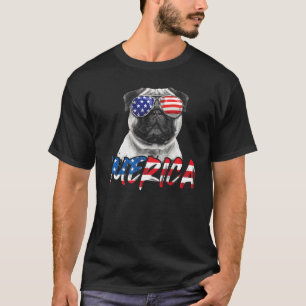 4. Juli Mops Hund Merica Amerikanische Flagge Patr T-Shirt