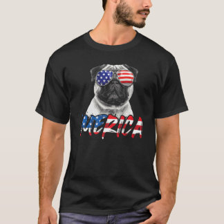 4. Juli Mops Hund Merica Amerikanische Flagge Patr T-Shirt