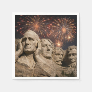 4. Juli Mount Rushmore Humor mit Feuerwerk Serviette