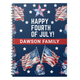 4. Juli Name der Wasserfarbenfamilie personalisier Notizblock